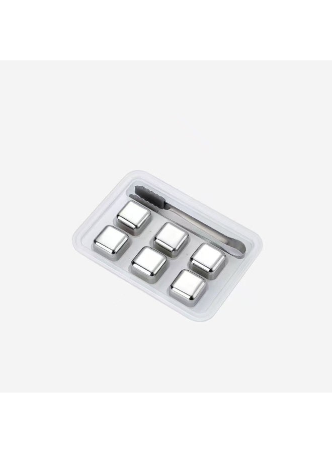7pcs / مجموعة مكعبات الجليد الفولاذ المقاوم للصدأ مجموعة إعادة الاستخدام التبريد الأحجار التبريد المكعب التبريد صخرة الحزب شريط أداة - Image 2